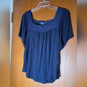 Lucky Brand Navy Blue Square Neck Blouse XL